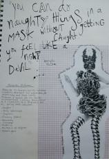 McQueen-sketch-for-his-Houndstooth-collection-commenting-on-a-mask-he-designed-from-childrens-toys