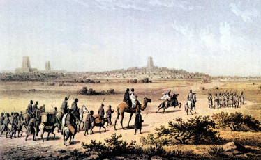 Heinrich Barths partys view of Timbuktu  | illustration by Martin Barnatz 1857